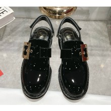 Roger Vivier Viv' winter Metal Buckle Slingback in Patent leather black 2025