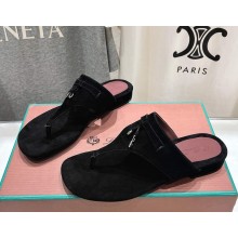 Loro Piana suede goatskin flip-flop sandals in black 2025