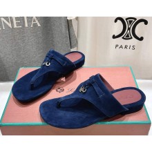 Loro Piana suede goatskin flip-flop sandals in blue 2025