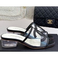 Chanel Double C leather and PVC slipper black 2025