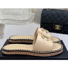 Chanel Double C with chain slipper beige leather 2025