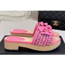 Chanel Camellia Cotton Tweed slippers heel 4cm 03 2025