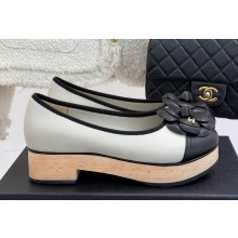 Chanel Camellia lambskin pumps heel 4cm ivory/black 2025