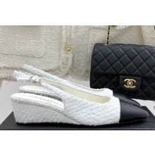 Chanel Slingbacks Cotton Tweed & Lambskin White & Black G46376 2025