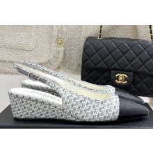 Chanel Slingbacks Cotton knit & Lambskin White & Black G46376 2025