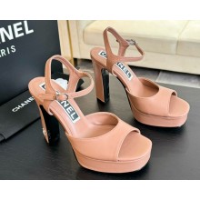 Chanel heel 12cm platform 3cm leather sandals pink 2025