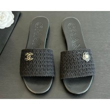Chanel flat knit slipper black 0217-2025