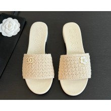 Chanel flat knit slipper white 0217-2025