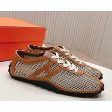 Hermes kiga sneaker in crochet knit and calfskin beige lin / naturel 2025