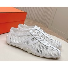 Hermes kiga sneaker in crochet knit and calfskin white 2025