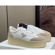Prada flatform suede and leather sneakers with metal triangle logo -08 2025