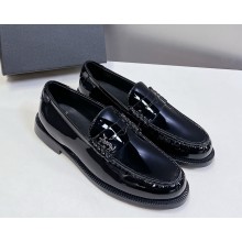 Saint Laurent patent calf leather loafers black 2025