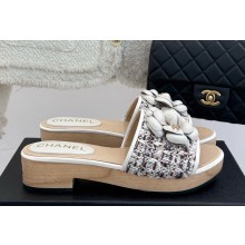 Chanel Camellia Cotton Tweed slippers heel 4cm 01 2025