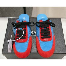 Prada women's Collapse Re-Nylon and suede elasticized mule red/blue 2025