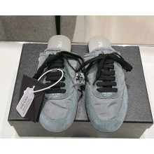 Prada women's Collapse Re-Nylon and suede elasticized mule grey 2025