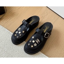 Chanel crystal decoration Mary Janes black 0218-2025