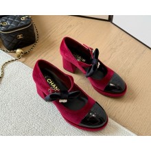 Chanel pumps velvet and patent calfskin  burgundy/black 2025