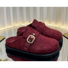 Louis Vuitton women/men Flat mule burgundy suede 2025