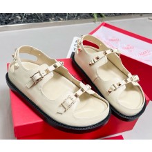 Valentino Garavani rockstud CALFSKIN SANDAL flat white 2025