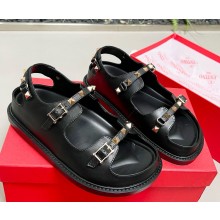Valentino Garavani rockstud CALFSKIN SANDAL flat black 2025