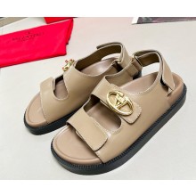 Valentino Garavani VLogo Locker sandal in calfskin Beige 2025
