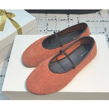 The Row ELASTIC BALLET flat suede calfskin orange 2025