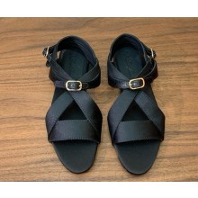 Loro Piana Yuki Sandal Satin and Leather Black 2025