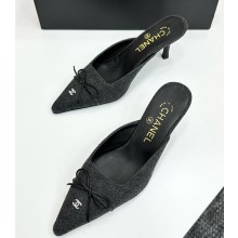 Chanel pointed mule suede dark grey 2025