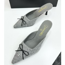 Chanel pointed mule suede light grey 2025