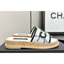 Chanel flat CC Tweed and leather mule black 2025