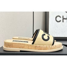 Chanel flat CC leather mule black/beige 2025