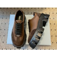 Prada platform suede and ripstop fabric loafer coffee 2025