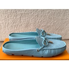 Louis Vuitton 1ACMJ7 Gloria Open Back Flat Loafer Light Blue Perforated grained calf leather 2025