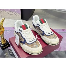 GUCCI Women/men Re-Web trainer 821730 Beige and dark brown GG canvas 2025