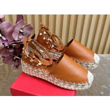 Valentino Garavani Rockstud Espadrille calfskin brown platform 5cm 2025