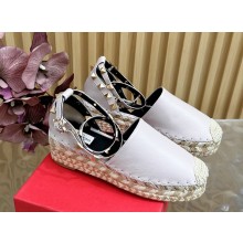 Valentino Garavani Rockstud Espadrille calfskin grey platform 5cm 2025