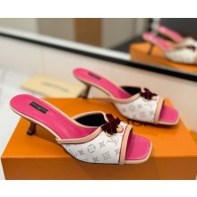Louis Vuitton white Monogram Canvas Slides heel 5cm 11 2025