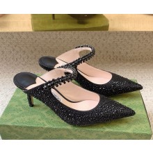 Jimmy Choo heel 6.5cm/8.5cm Satin Pumps with Crystals black/crystal 2025