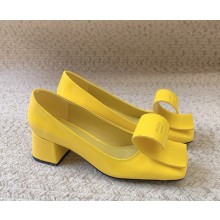 Prada 1I964N patent leather pumps with Architectural details yellow heel 4.5cm 2025