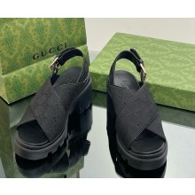 Gucci crossover strap GG Supreme canvas platform sandals 02 heel 7cm 2025