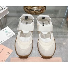 MIU MIU Tyre technical fabric and suede ballerinas 5F416E Ivory 2025