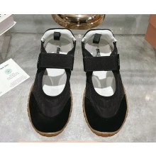 MIU MIU Tyre technical fabric and suede ballerinas 5F416E black 2025