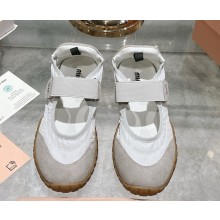 MIU MIU Tyre technical fabric and suede ballerinas 5F416E white 2025