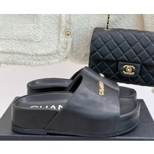 Chanel platform calf leather slippers black 2025
