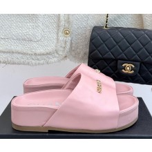Chanel platform calf leather slippers pink 2025