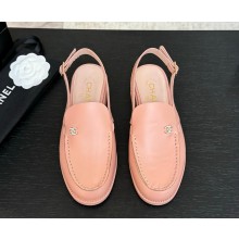 Chanel patent calfskin Slingbacks loafer with CC crystal logo pink 2025