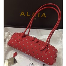 Alaia Le Tecket Medium Shoulder bag in leather with drill red 2025
