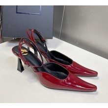 Saint Laurent Aimée Slingback Pumps in patent leather burgundy heel 7.5cm 2025