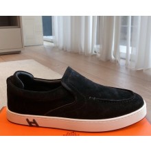 ‎Hermes women/men Kiddy slip-on sneaker in suede goatskin black 2025