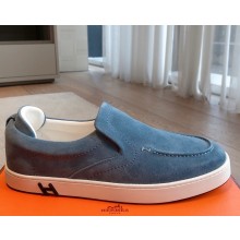 ‎Hermes women/men Kiddy slip-on sneaker in suede goatskin blue 2025